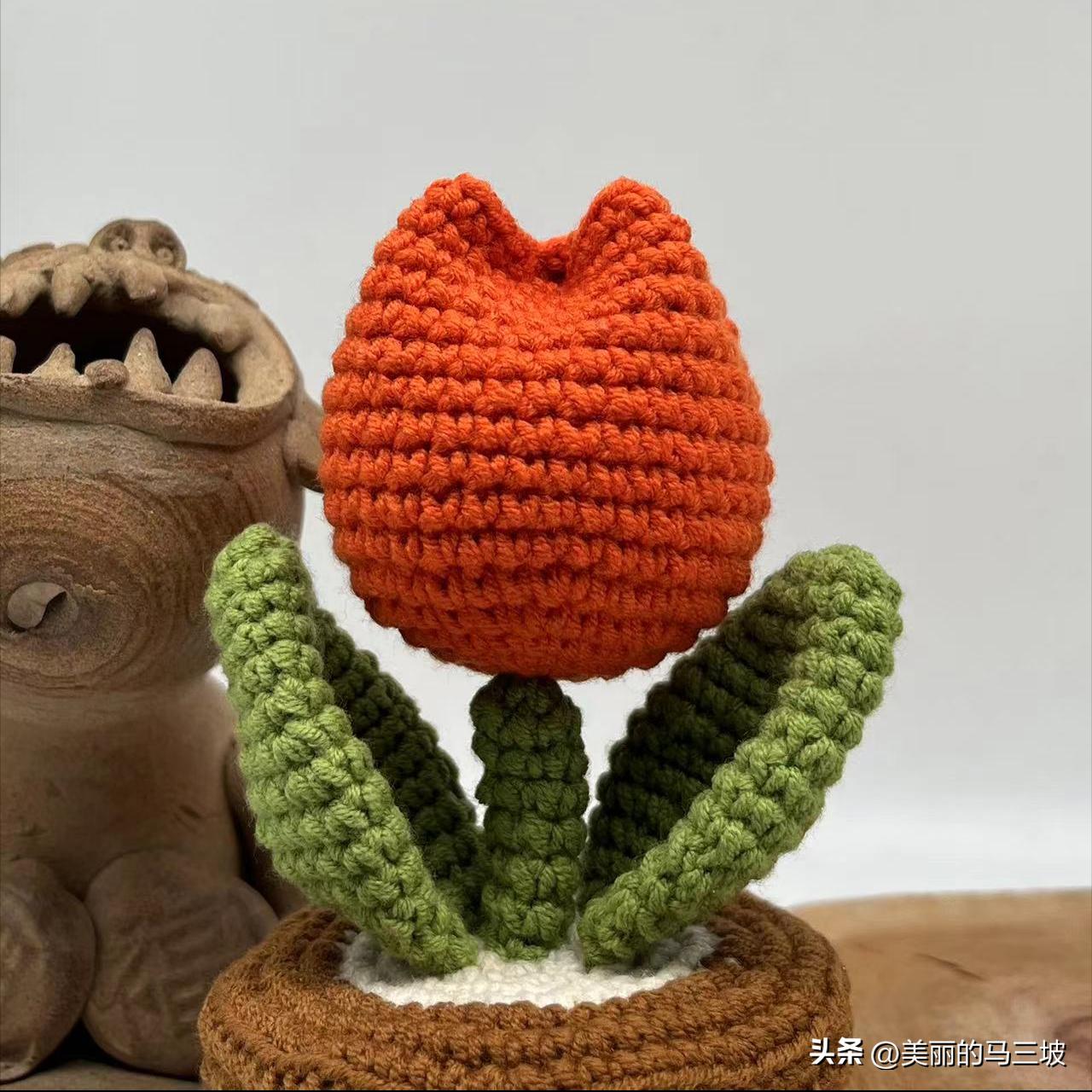 郁金香花朵收纳盒编织教程,郁金香的盆栽的钩织教程