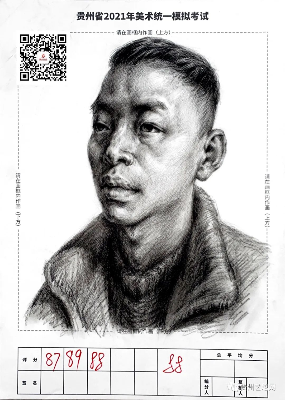 万人联考一模2024素描高分,一模静物素描高分卷