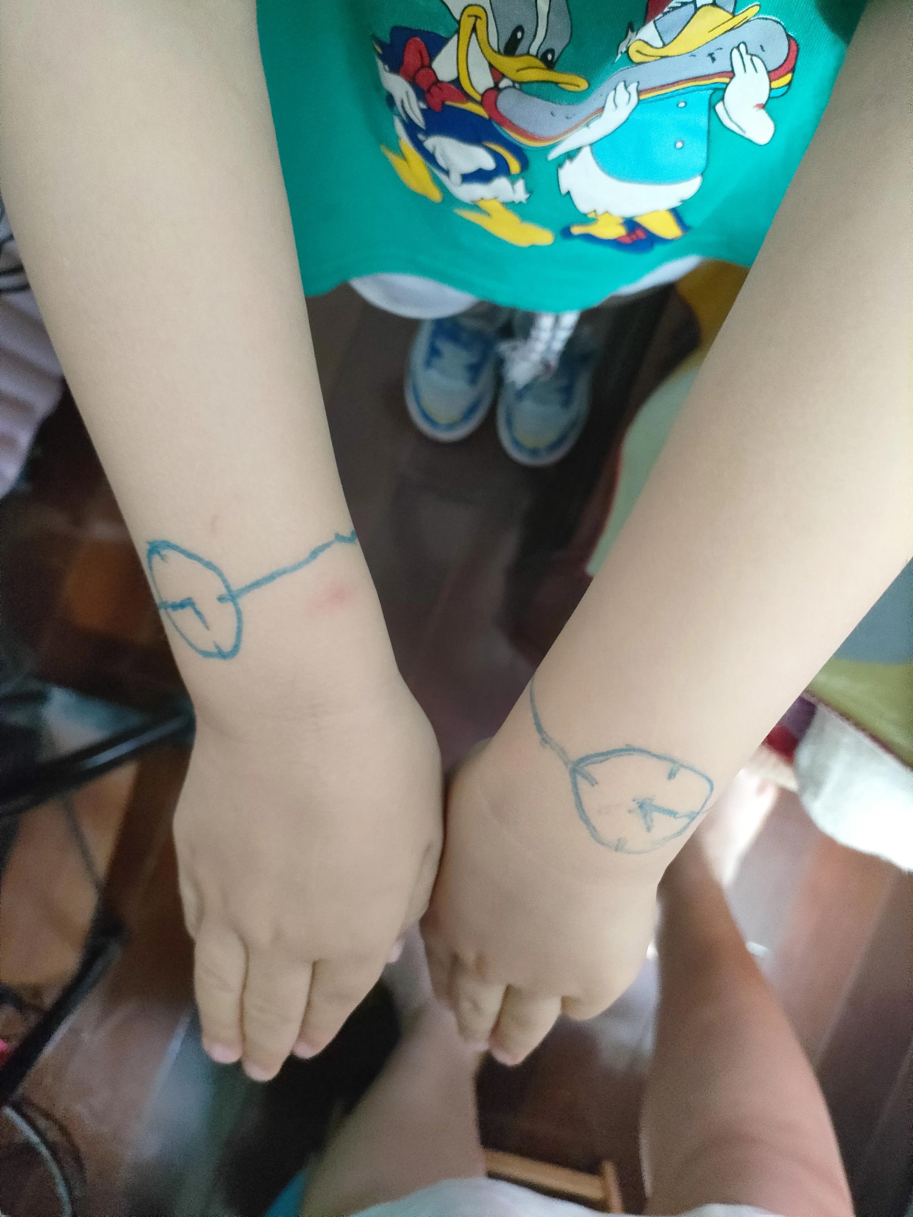 画手表手腕可爱,画在手腕上的手表