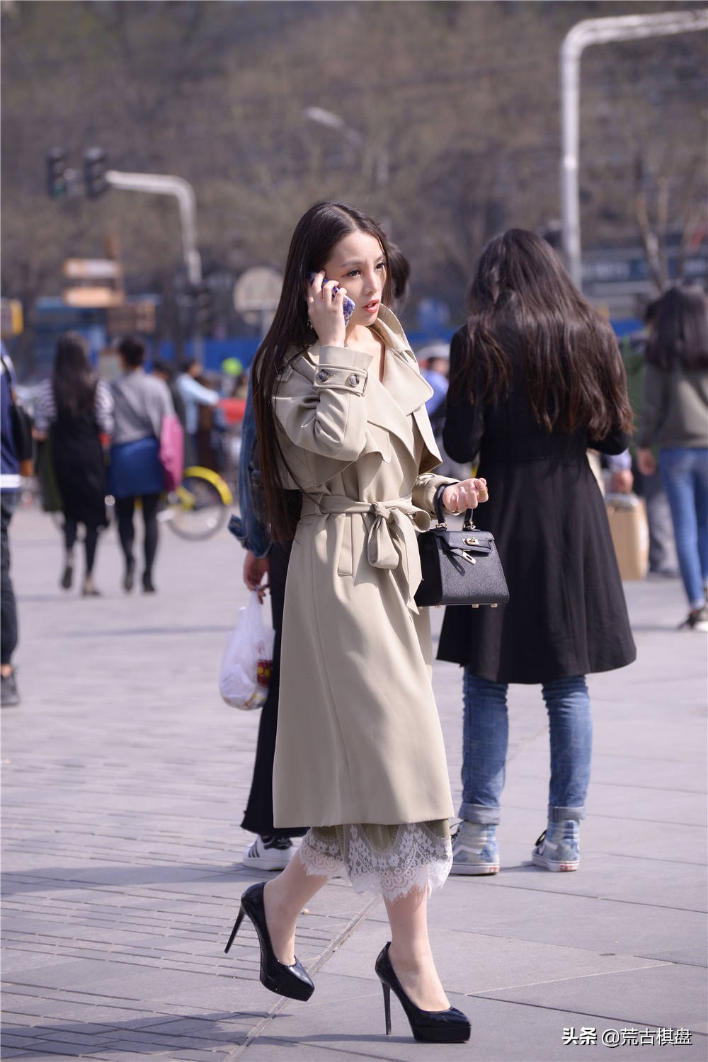 12厘米防水台粗跟高跟鞋,15厘米粗跟尖头防水台