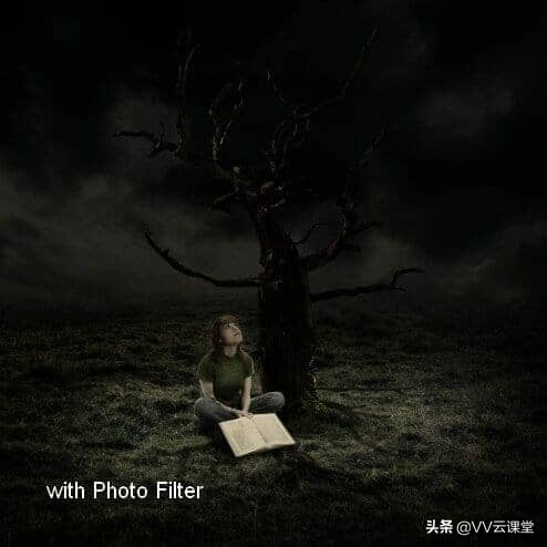 在Photoshop中创建带有月亮的树的超现实图稿，VV云课堂教程