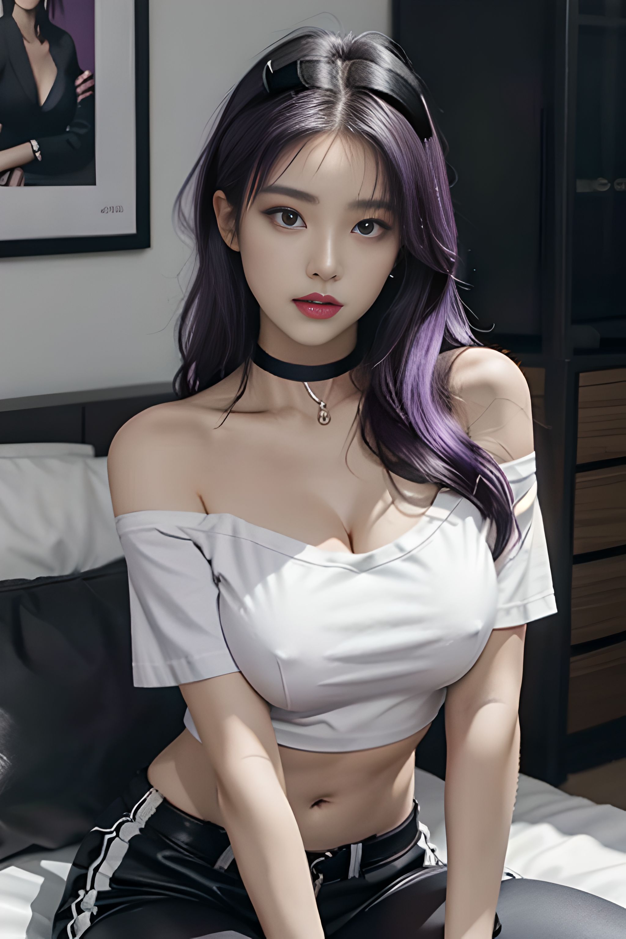 吊带上衣和紧身裤子拉丁舞服,黑色吊带背心蓝色紧身裤