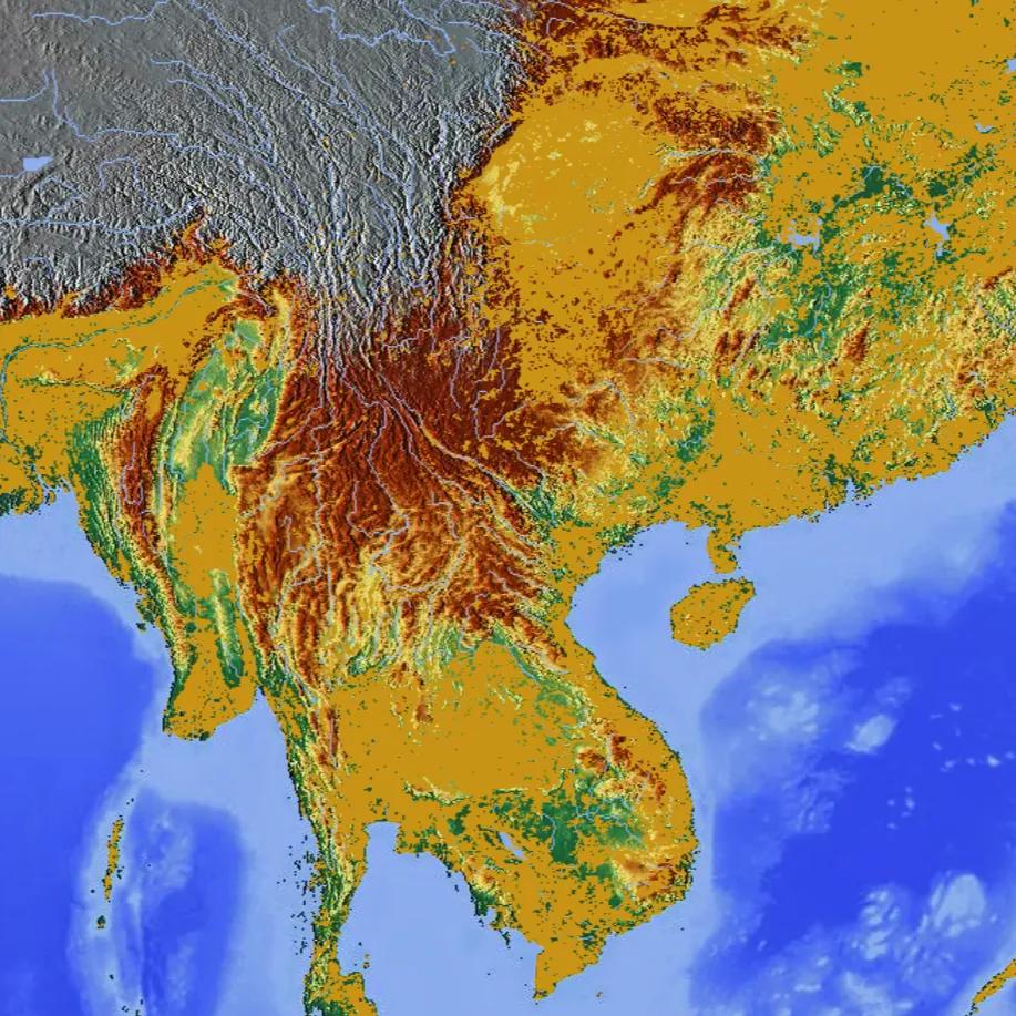 中南半岛各国立体地形,中南半岛和东南亚分布图