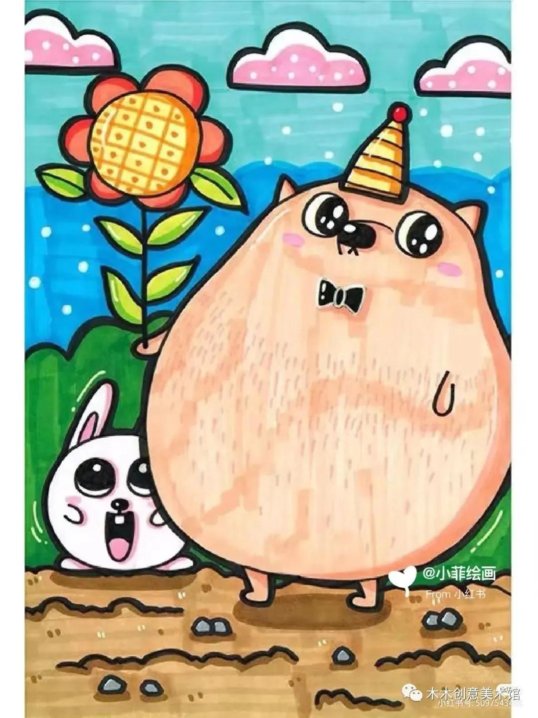 马克笔画儿童画简单好看,儿童马克笔画画简单又好看图片