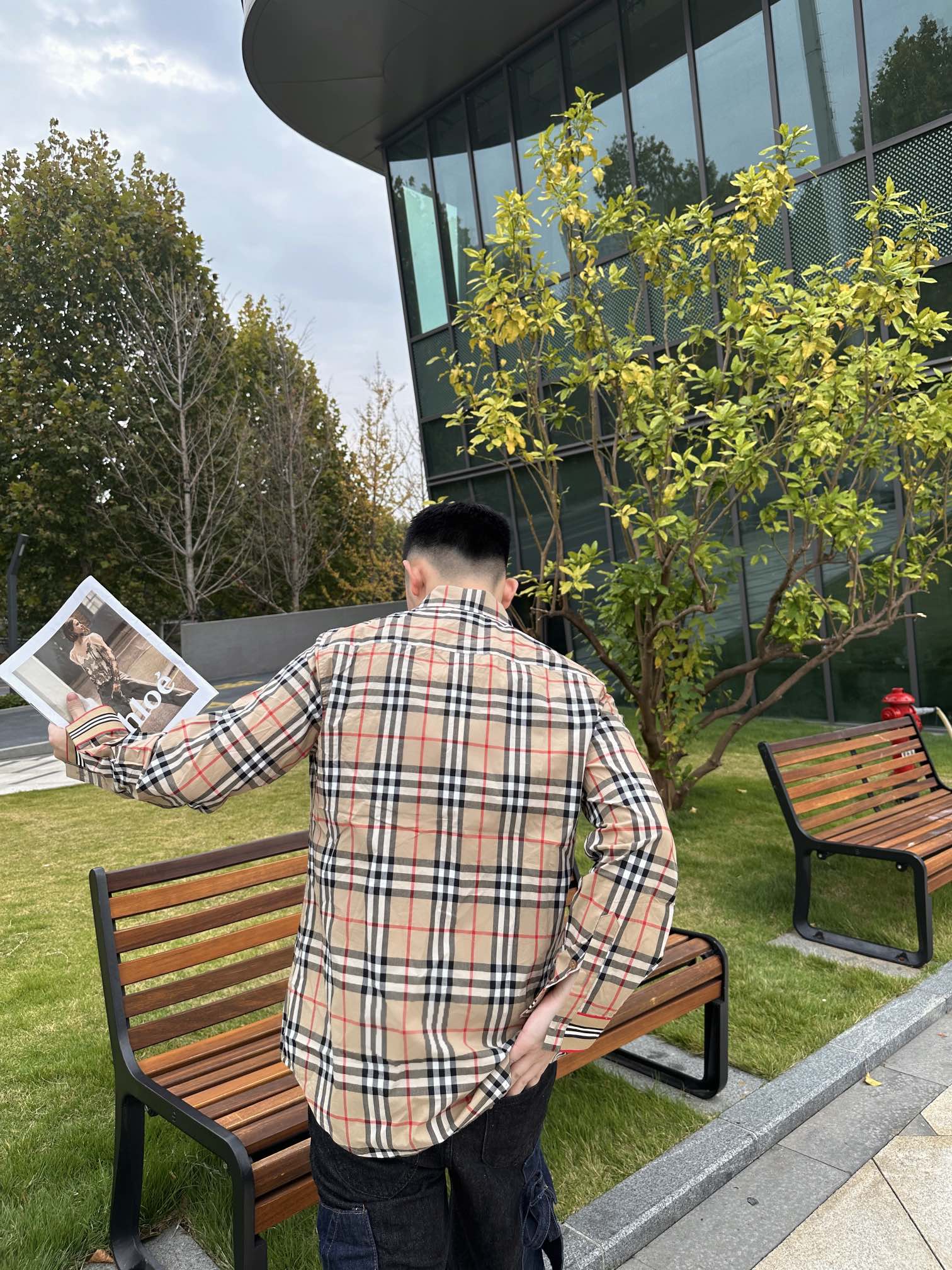 burberry长袖府绸衬衫门襟暗扣,burberry格纹字母衬衫