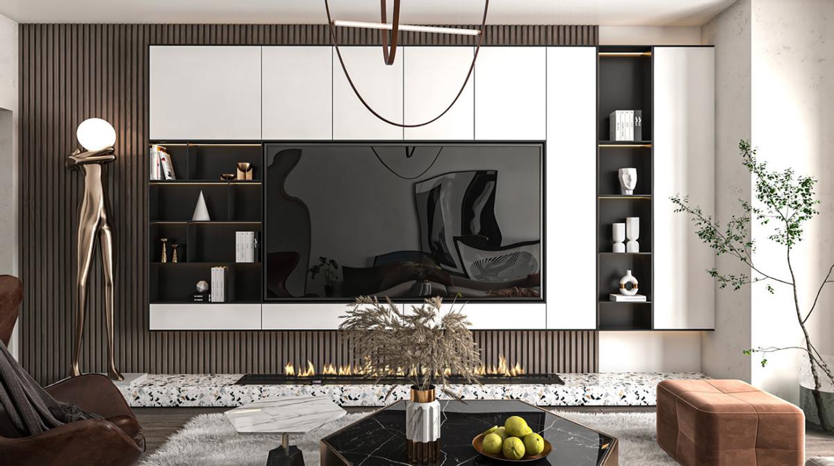 满墙电视柜用什么颜色显得不压抑,满墙电视柜为何难看又压抑