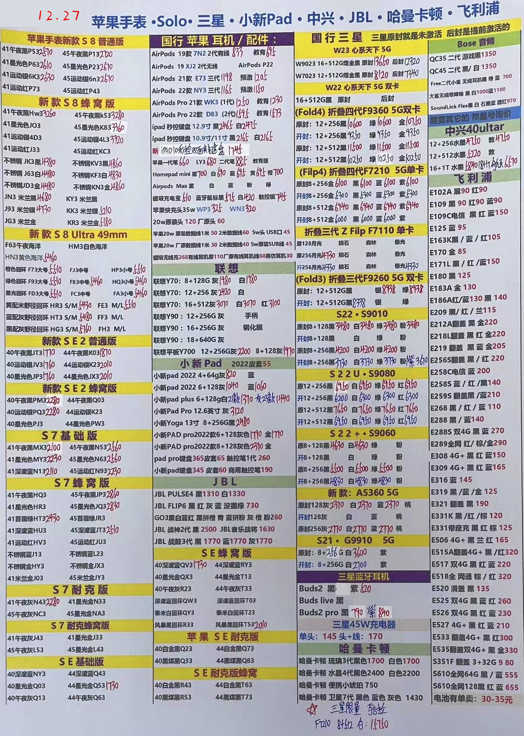 2020.11.21华强北手机批发报价表,2021年10月27日华强北手机报价