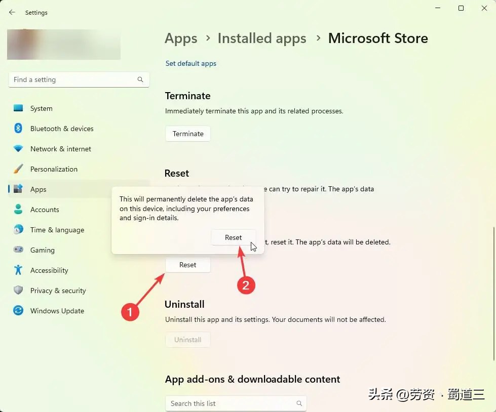 修复microsoft安装遇到问题,microsoftstore重置后完全消失了