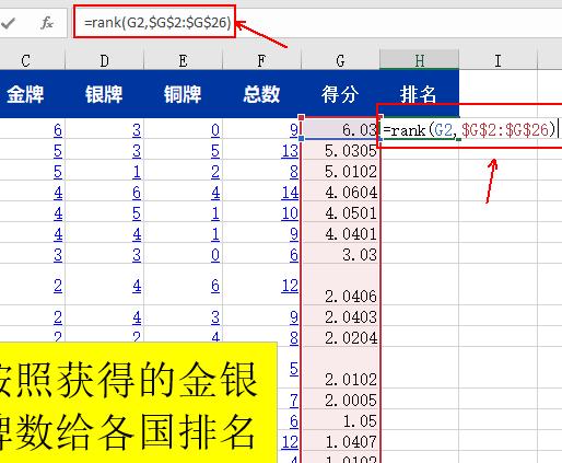 冬奥奖牌统计表制作,excel奥运会奖牌怎么排名