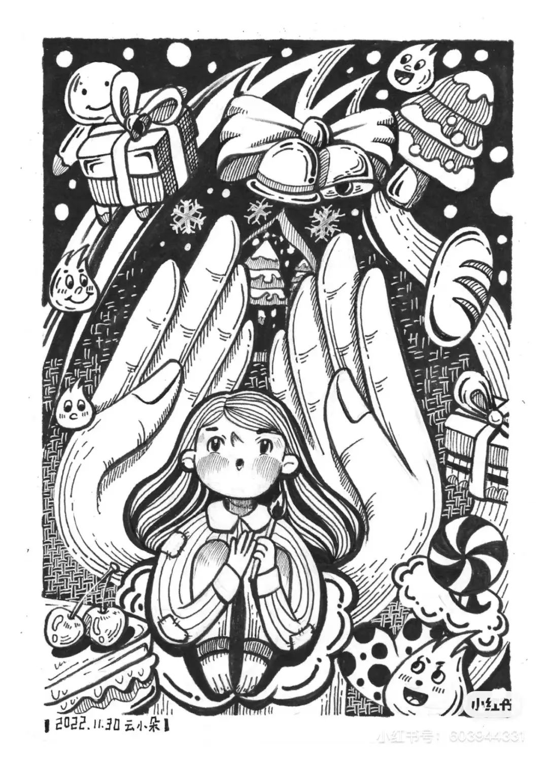 针管笔画线条练习,针管笔黑白装饰画线描