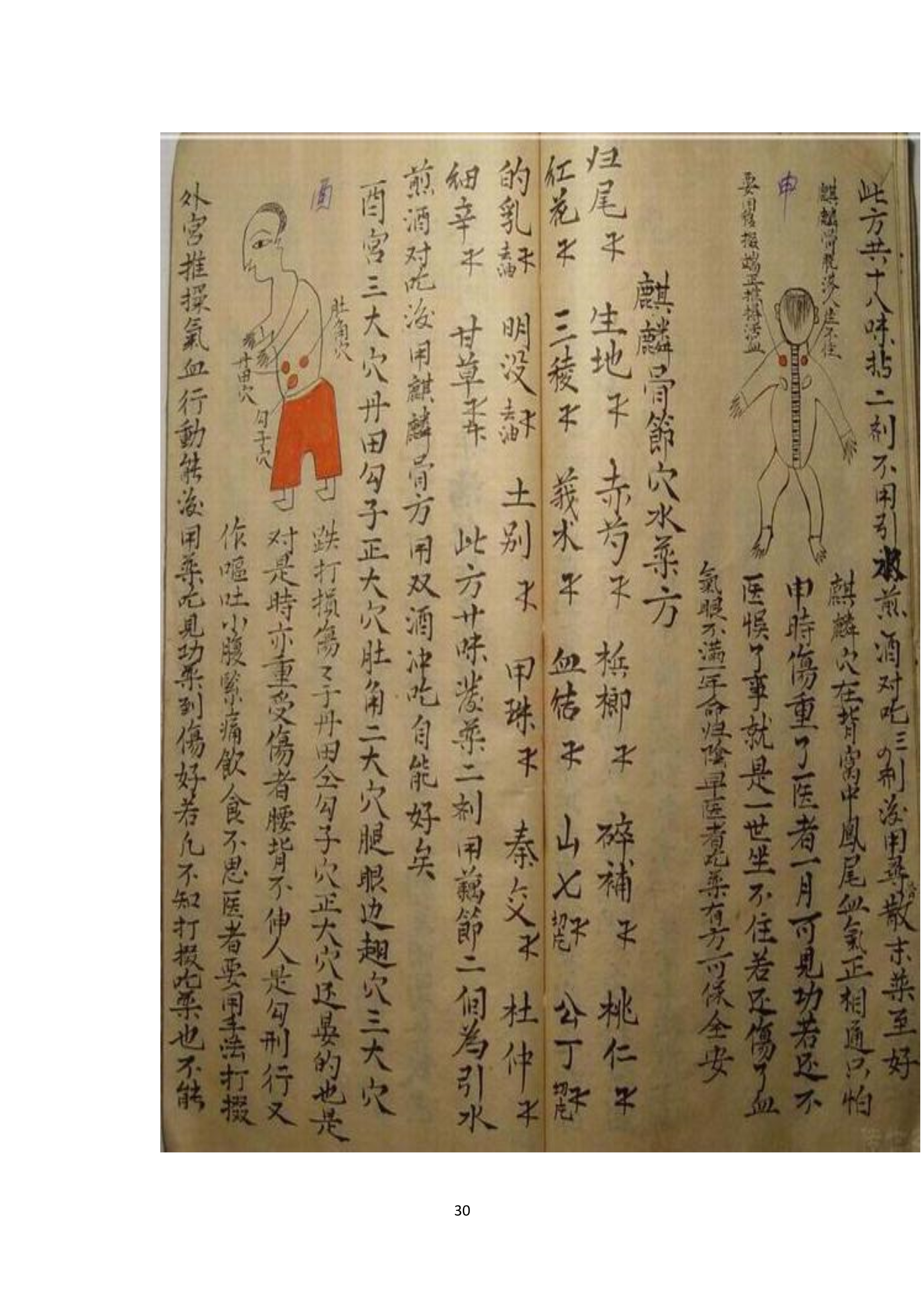 中医古书籍清代带图且内容非常好的手抄跌打损伤良方