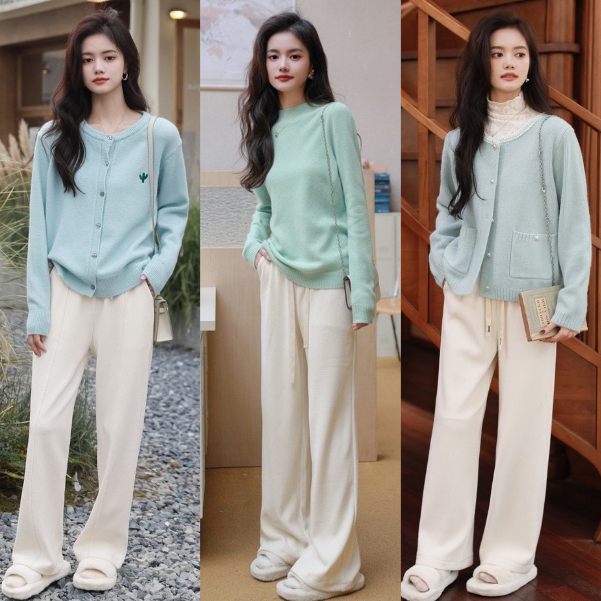 冬天白色裤子配什么颜色上衣好看,冬天穿的白色阔腿长裤配什么大衣