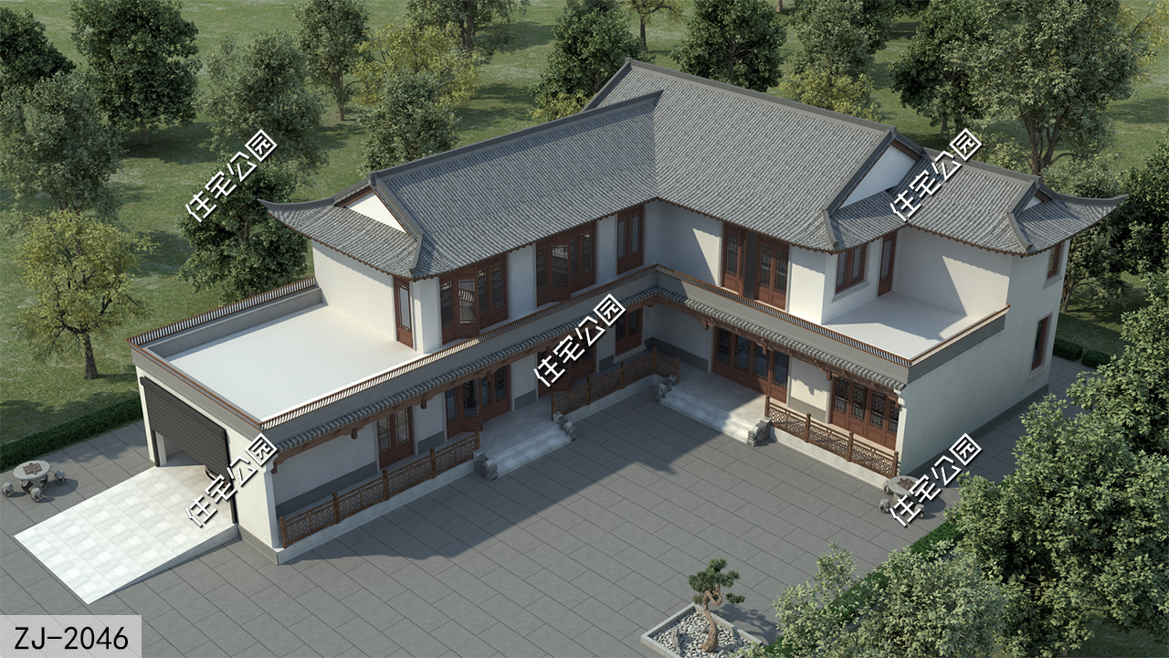 25平方苏式小院景观,143平米中式轻奢小院