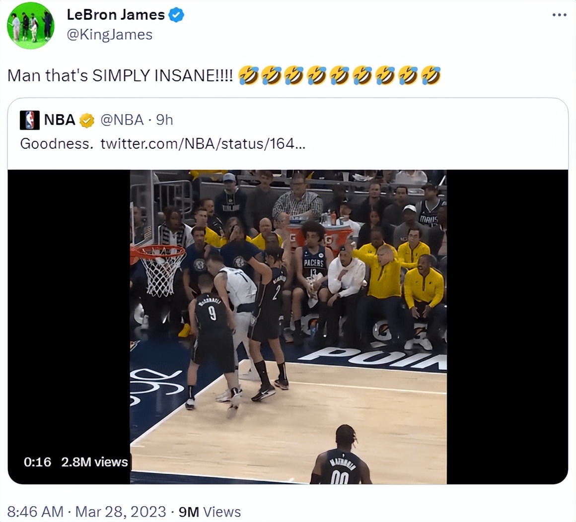 老詹扣篮惊呆布朗尼跟布莱斯,东契奇慢三步对抗上篮