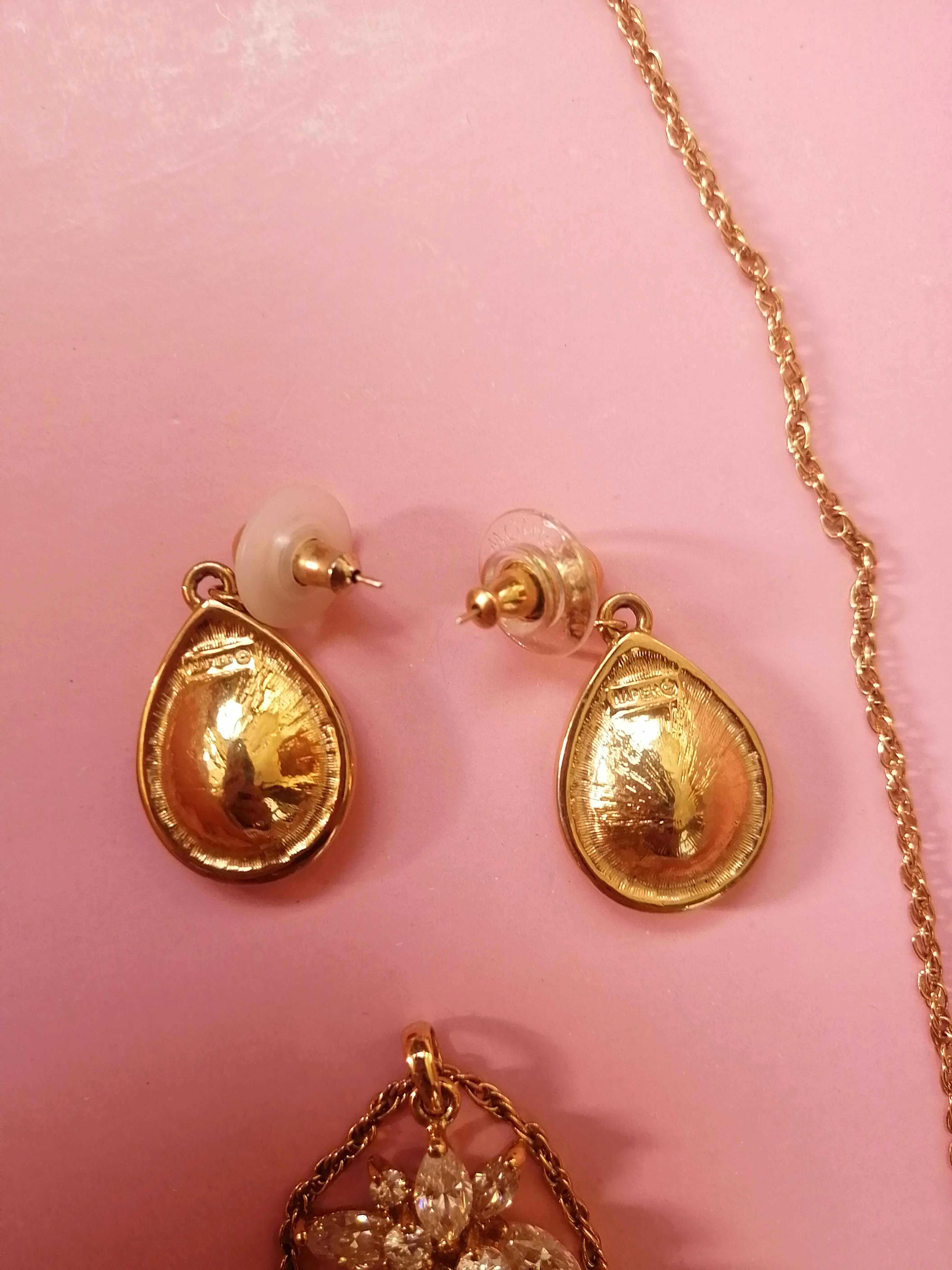 一套珍珠项链耳钉,天然珍珠项链耳环两件套正品