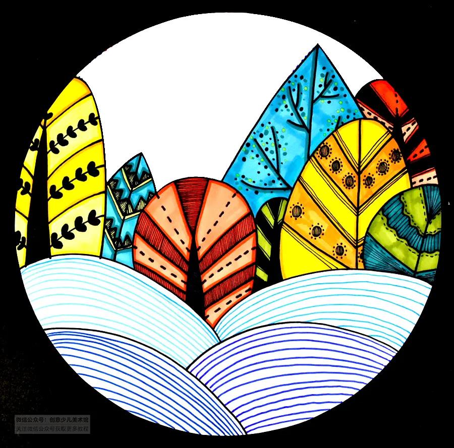 儿童画教程水彩笔涂色技法练习,儿童画教程水彩笔