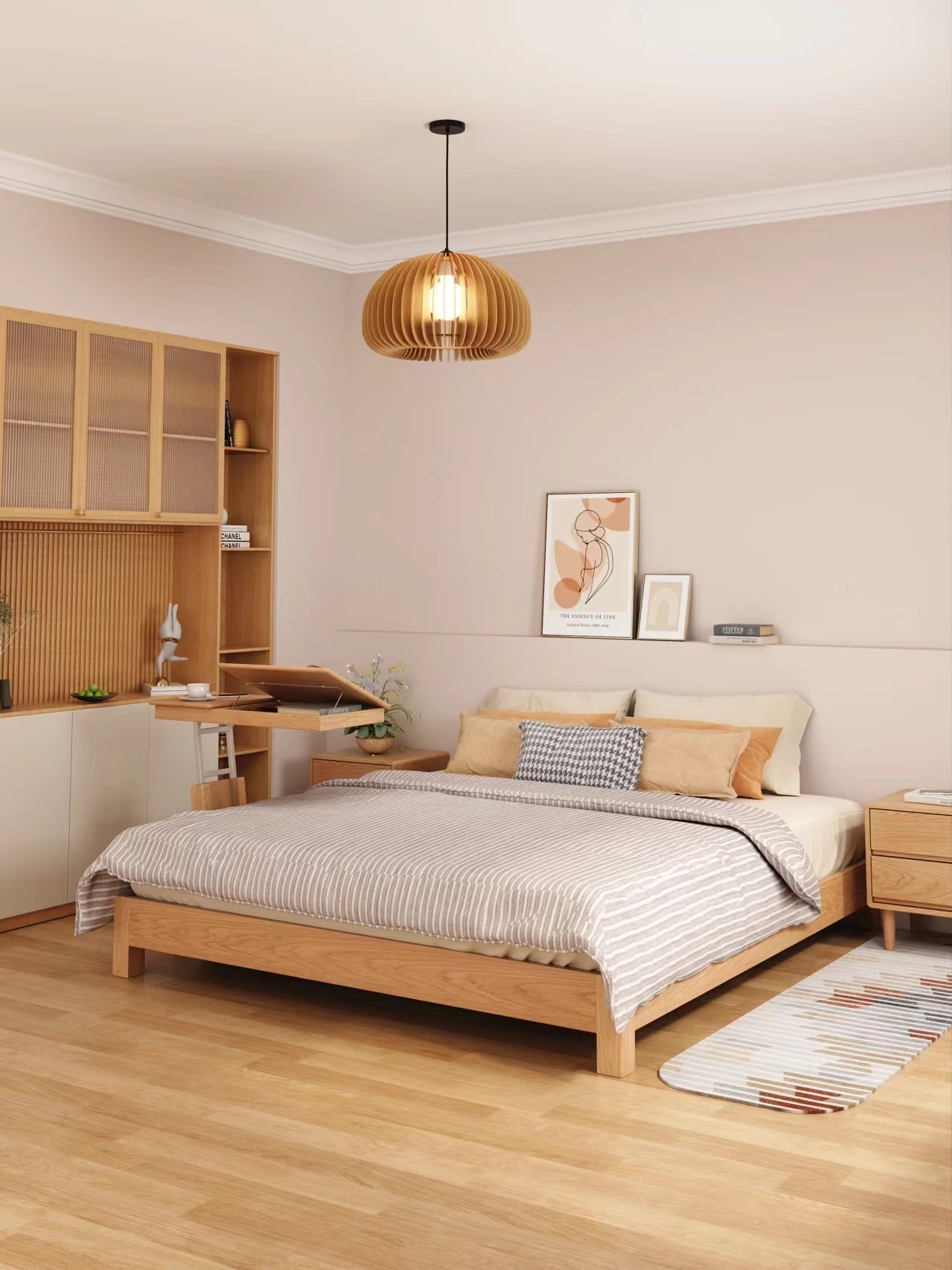 无床头全实木床,无床头极简实木床