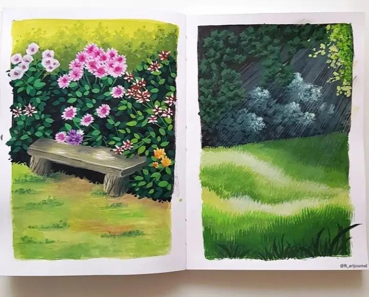 简单好看的画星空大海水粉,如何画简单的植物水粉颜料画