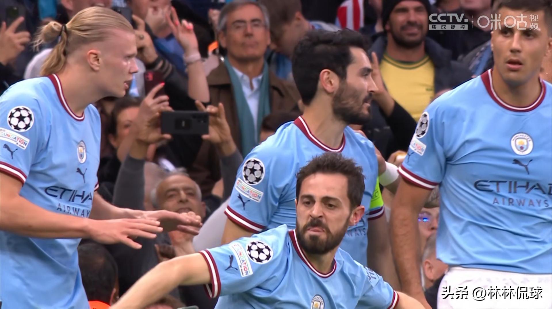 欧冠半决赛首回合曼城4:3击败皇马,曼城队史首夺欧冠成就三冠伟业