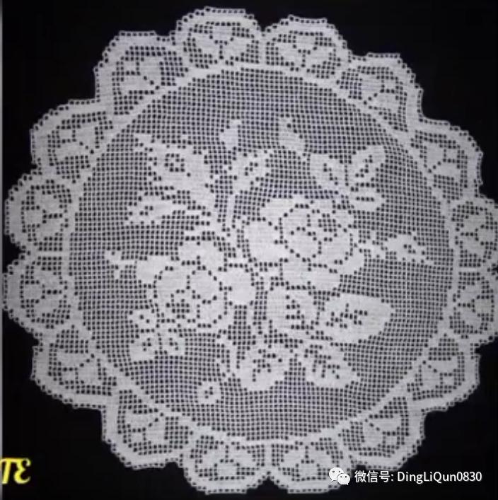 针织钩花小桌布,毛线编织钩花桌布图案