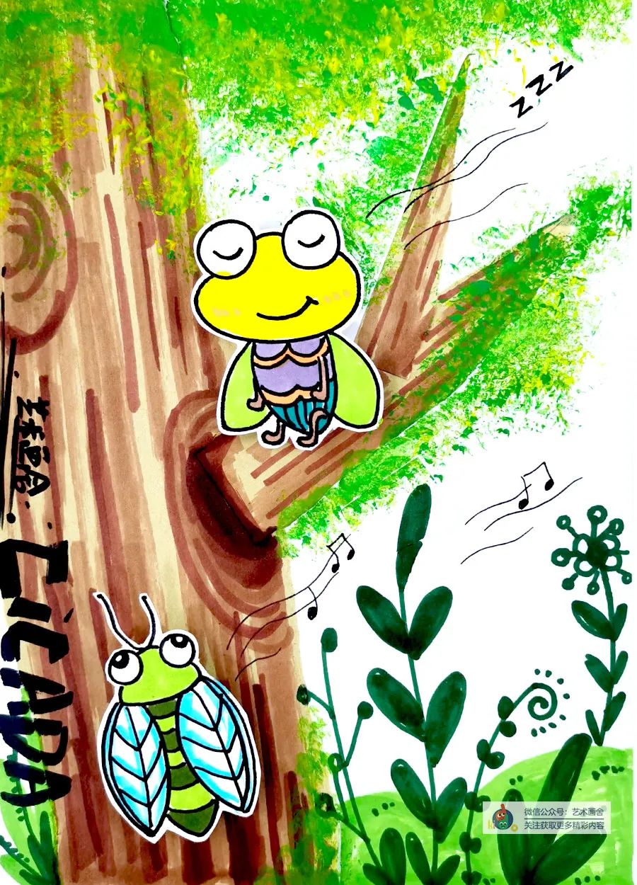 少儿创意绘画作品撕贴,缤纷夏日的儿童撕贴画