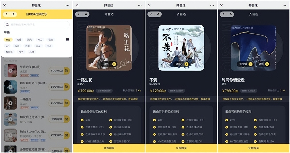 自媒体人用歌自由啦!上酷狗齐音达买歌曲版权1元起