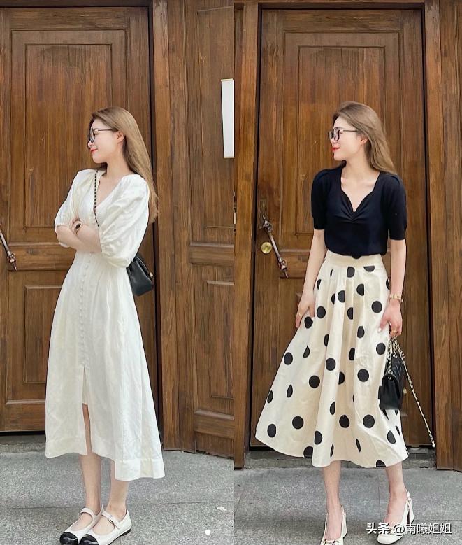 配裙子的平底单鞋时尚减龄,百搭裙子低跟鞋