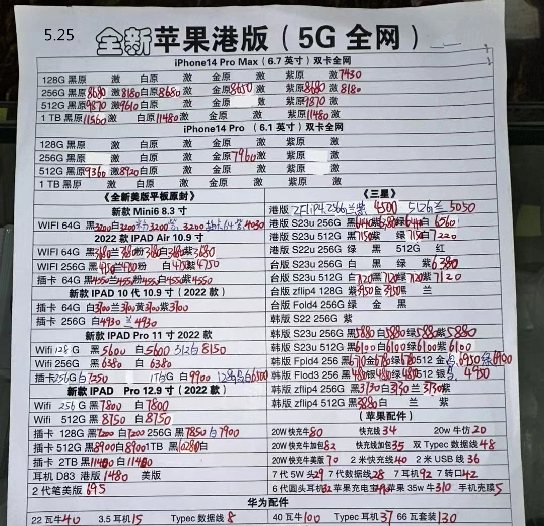 2023年2月华强北手机拿货价格表,2023年12月手机批发价格一览表