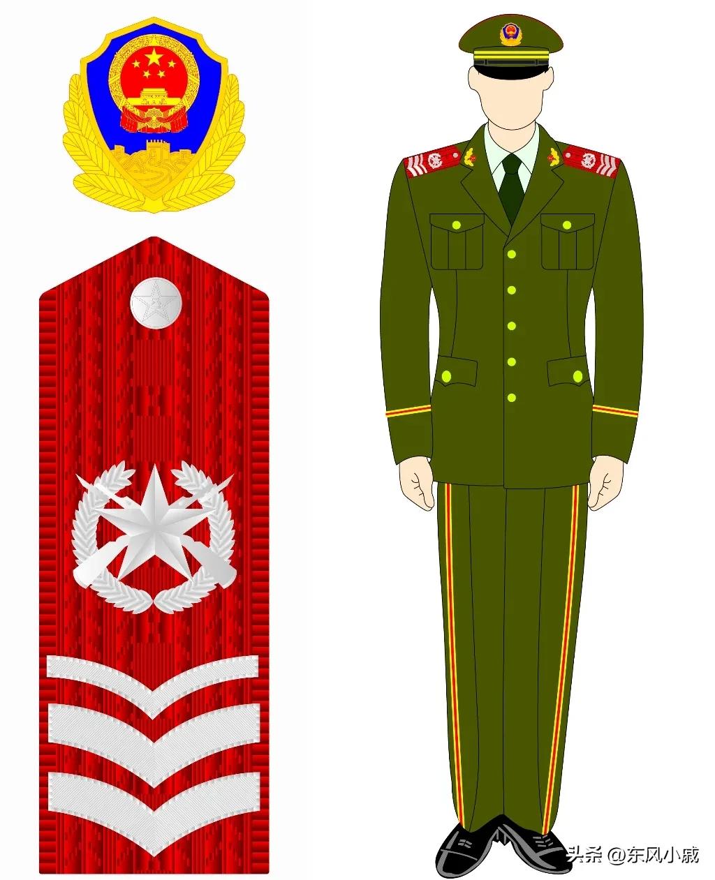 99式*警武**部队警衔，颜值最在线的一套军衔和军服