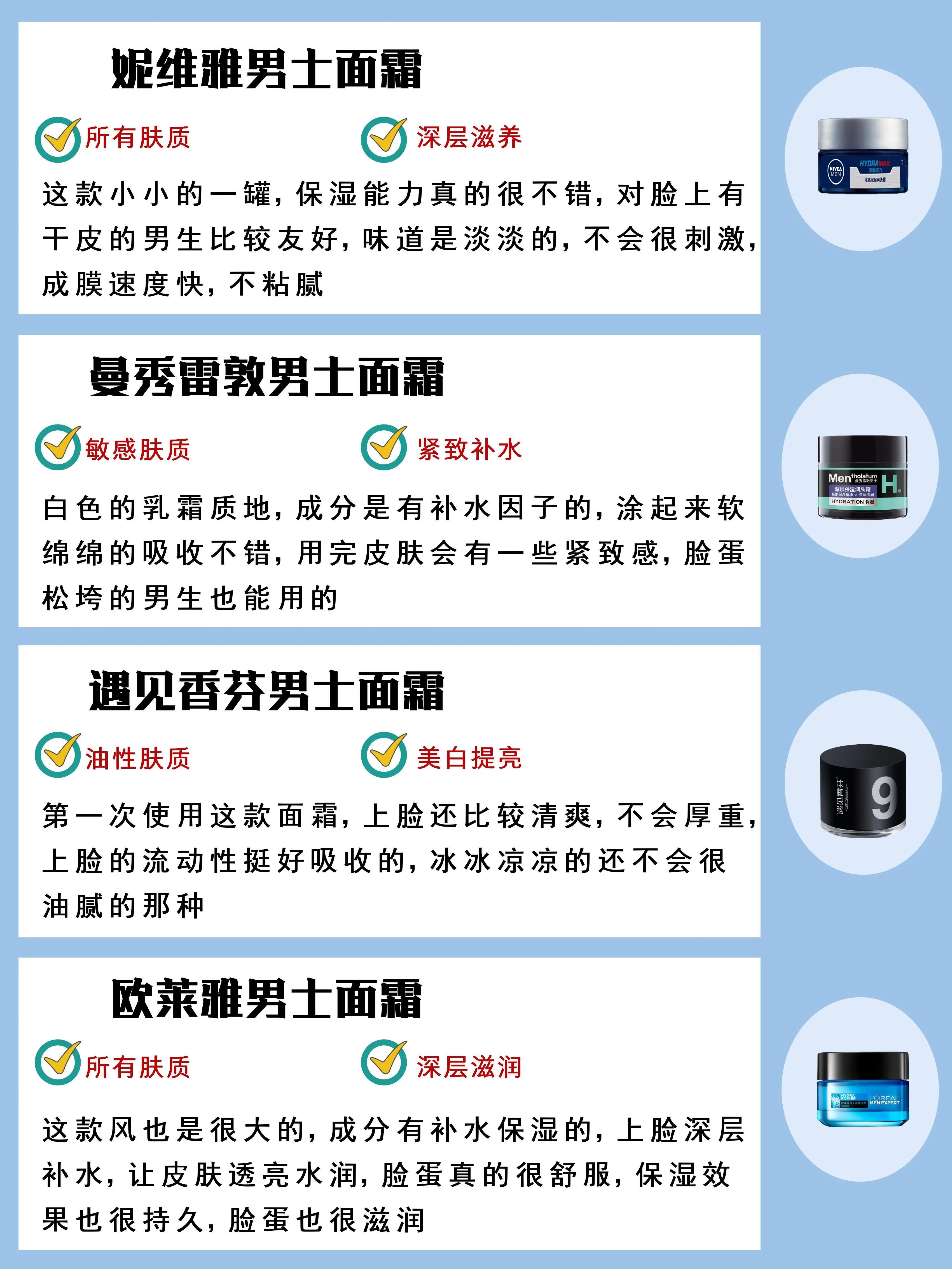 大牌男式面霜推荐排行榜前十名,十大国货良心男士面霜