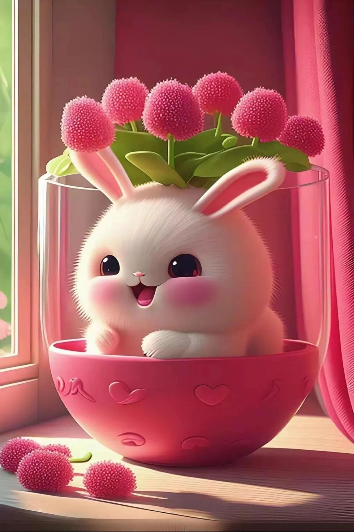 兔兔美美的照片,甜美可爱兔美美