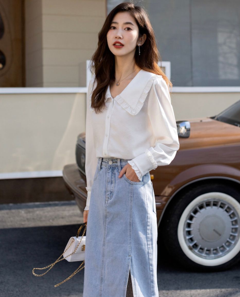 衬衫除了基础款还有啥,一字领衬衫搭什么裙子好看