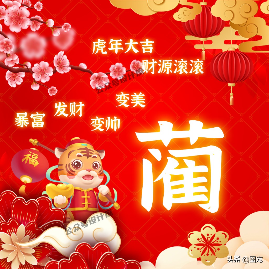 2023姓氏头像最新款虎年大吉,2022虎年姓氏头像好运霸气