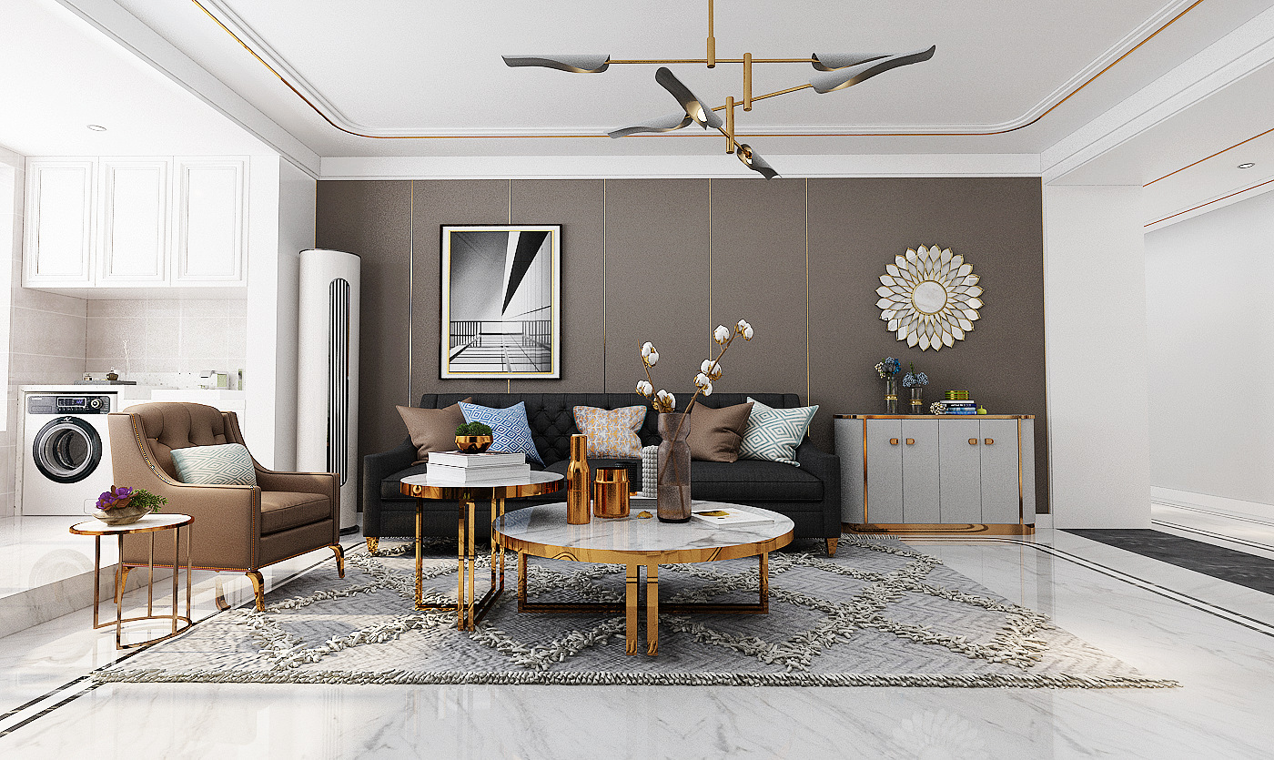 灰色系简约全屋搭配效果图,灰色系简约风格两室一厅装修