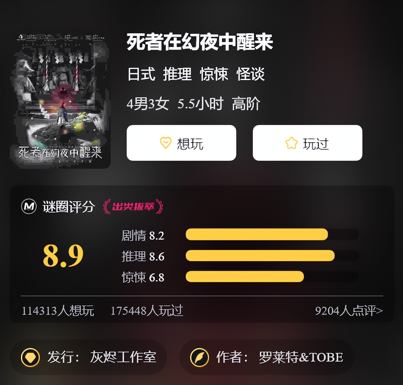 剧本杀神作,有哪些特别值得玩的剧本杀