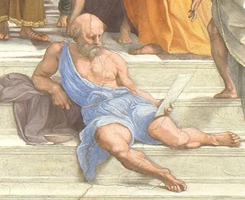 拉斐尔的名画《雅典学院》中，那位回眸一望的女性是谁？