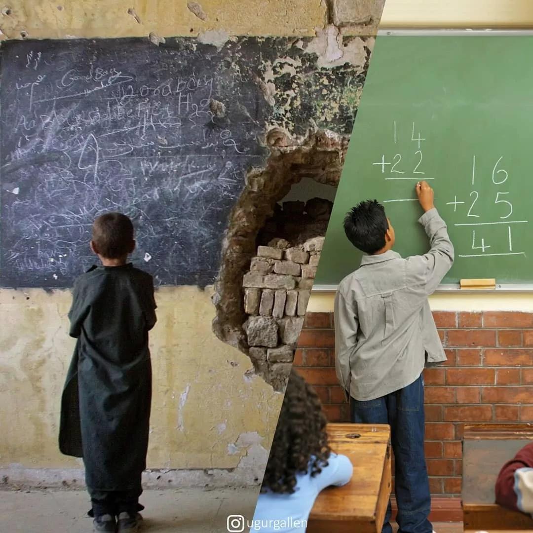 一张照片两个不同人生,一张图两个世界