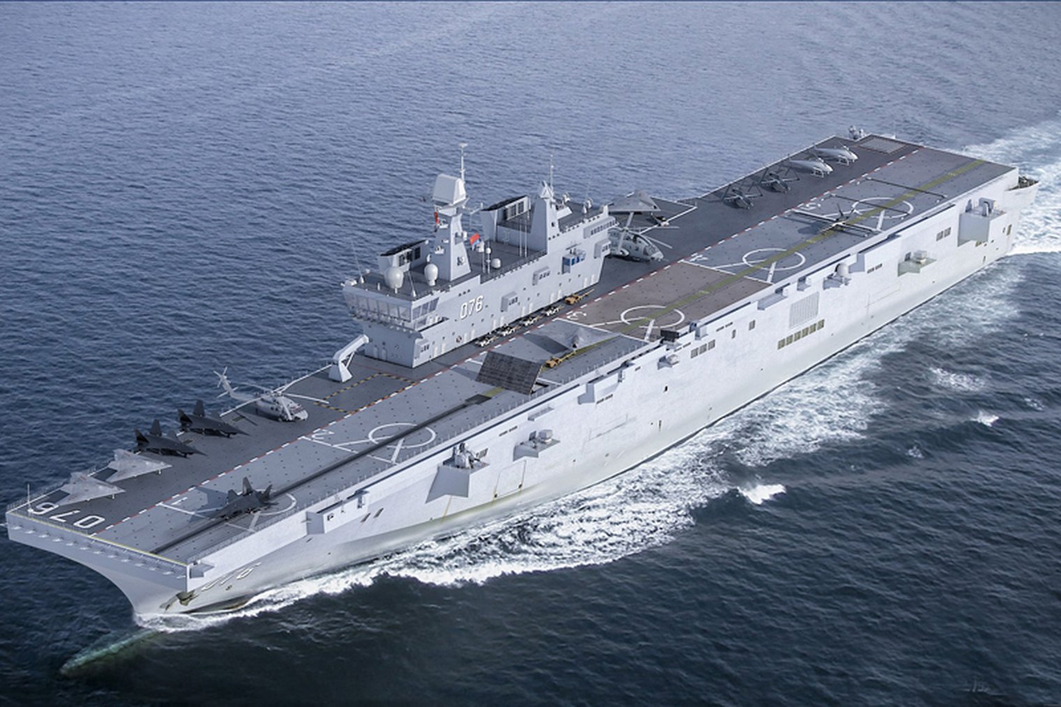 076搭配辽宁舰,076攻击舰和辽宁号尺寸对比