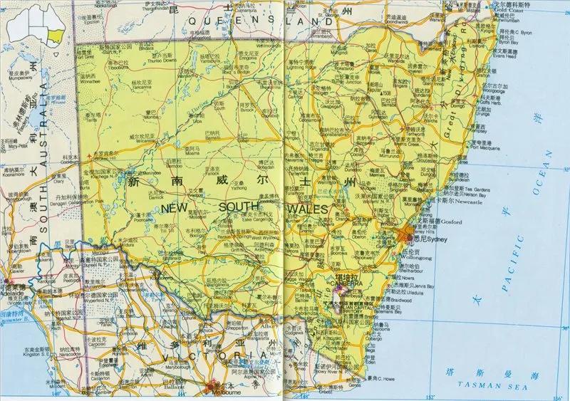 澳大利亚主要城市及旅游景区地图,澳大利亚新南威尔士州旅行图片