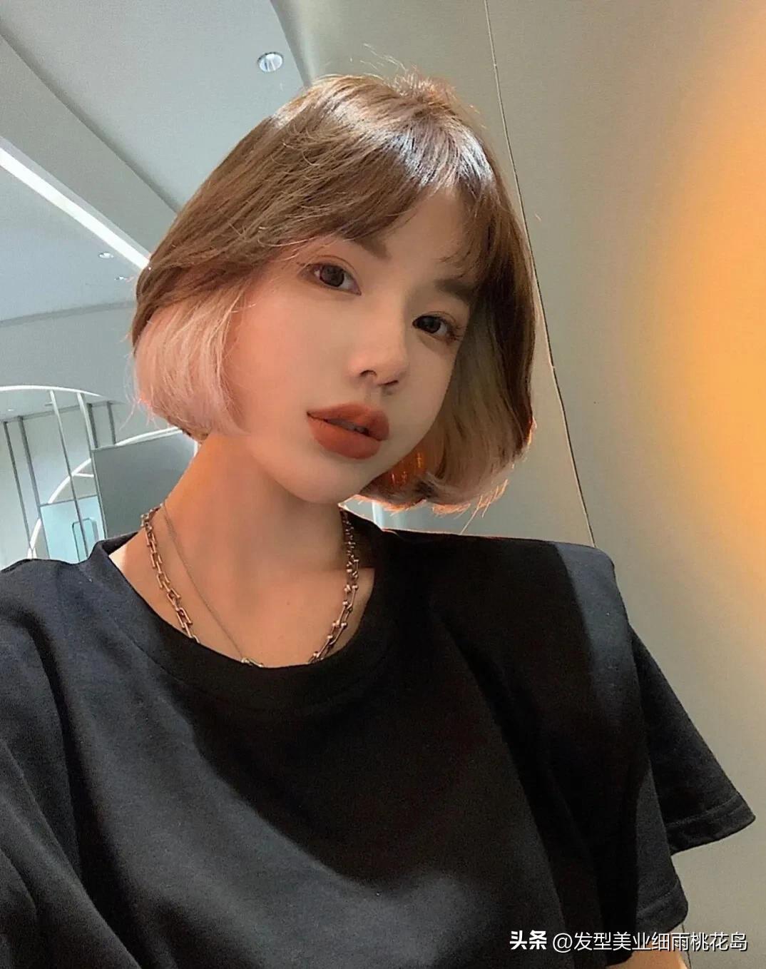 高层次短发耳边染发,高层次挂耳染短发