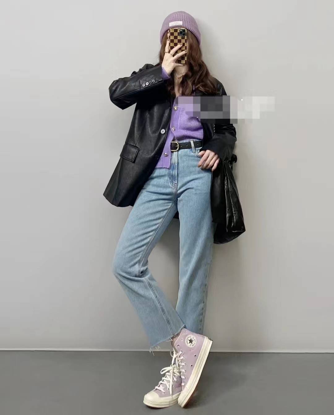 冬季黑色皮衣加棉高级感穿搭,黑色皮衣穿搭女秋冬