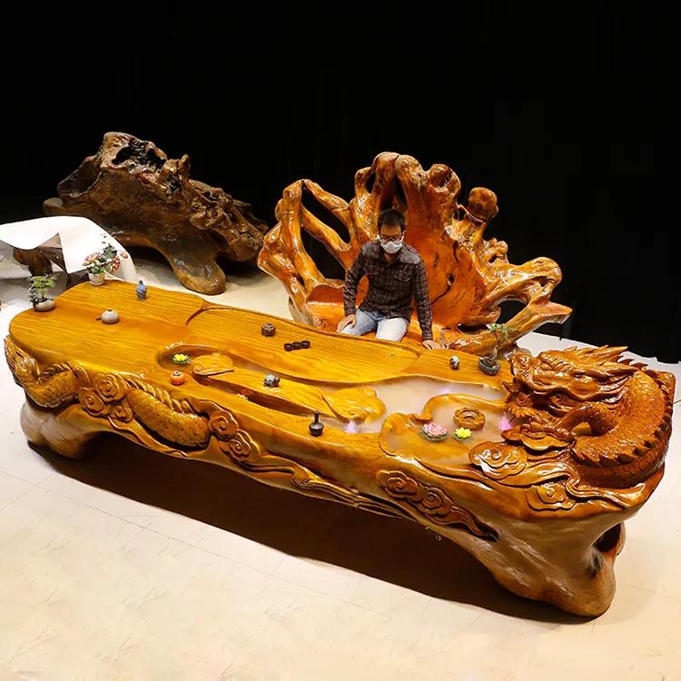 茶盘茶台楠木,金丝楠木根雕茶桌茶台