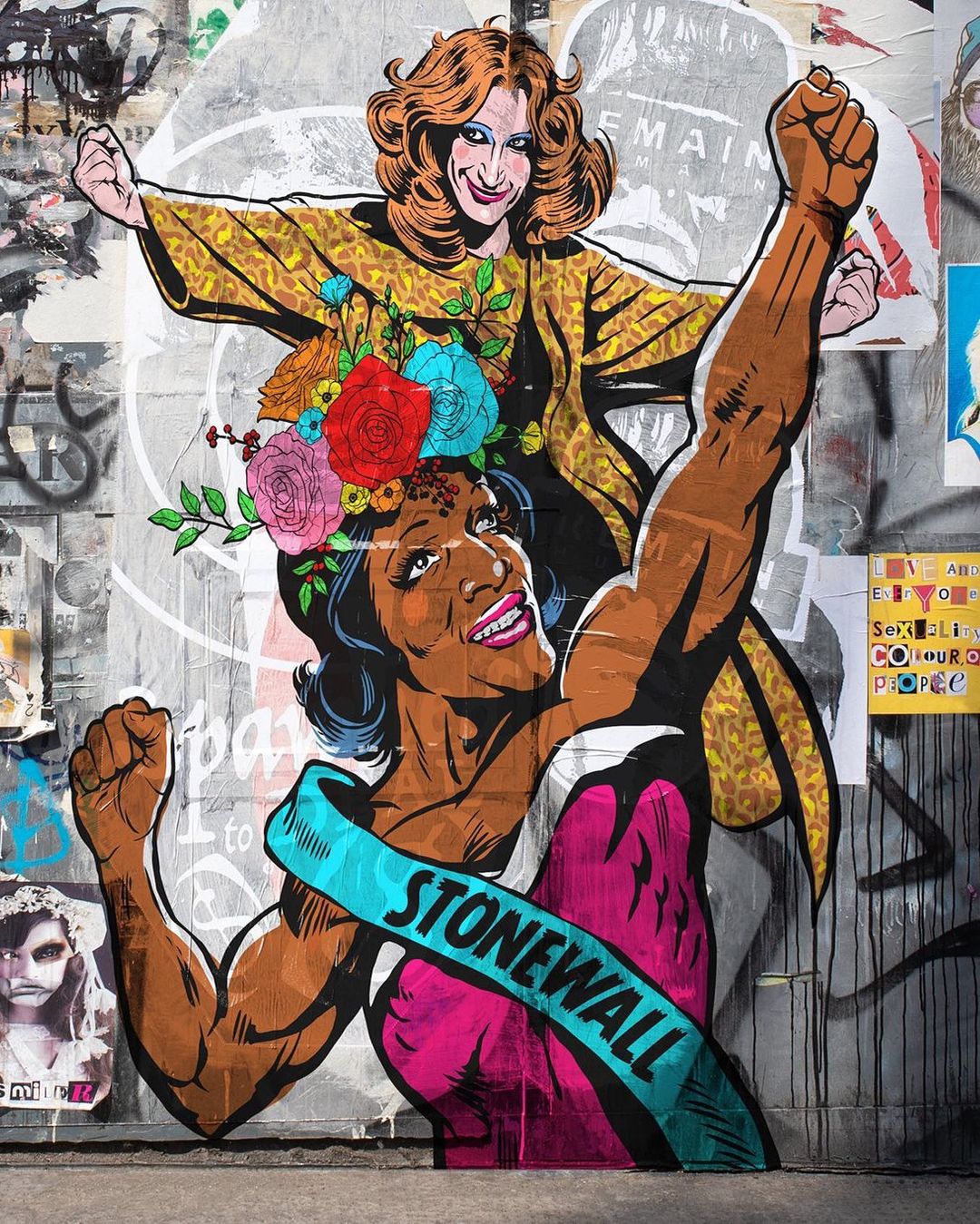 插画氛围感人物构图,复古美式波普插画