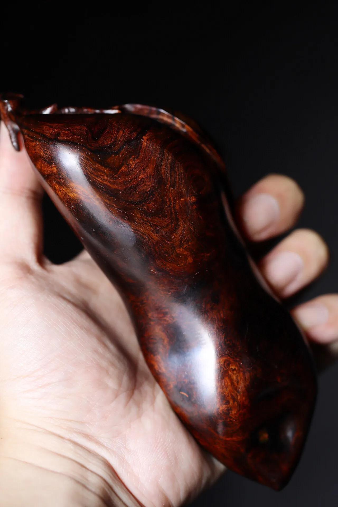 吐宝金蟾葫芦,海南黄花梨雕刻金蟾吊坠