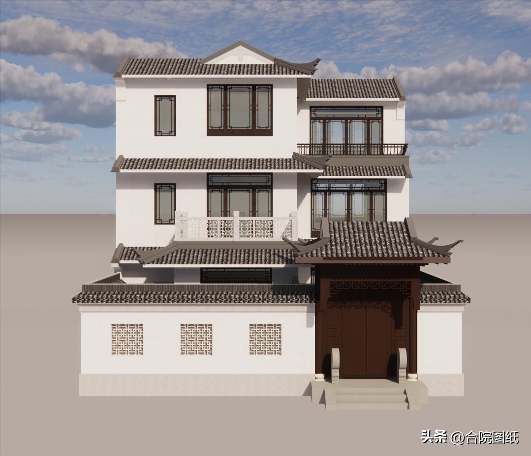 前庭后院现代风格自建房,2百平前庭后院自建房