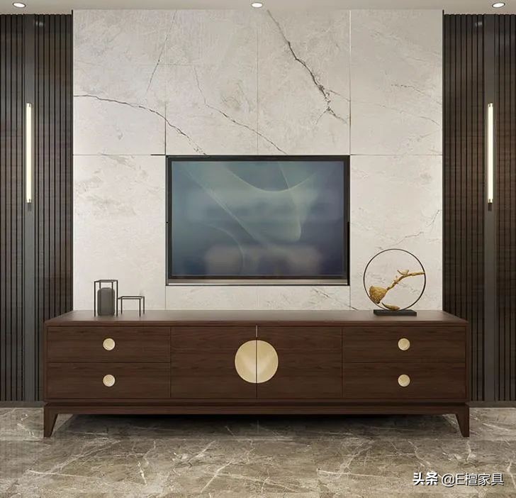 新中式电视柜两边放什么最好,新中式电视柜款式效果图