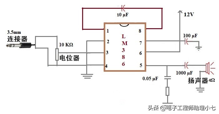 lm386音频放大电路图讲解,lm386音频功放电路工作原理