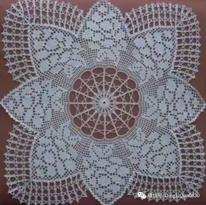 针织钩花小桌布,毛线编织钩花桌布图案