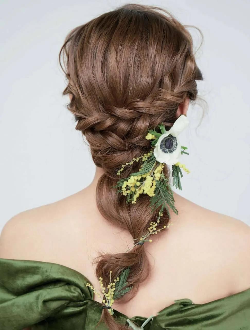 简单编发盘发新娘,新娘造型新手编发教程