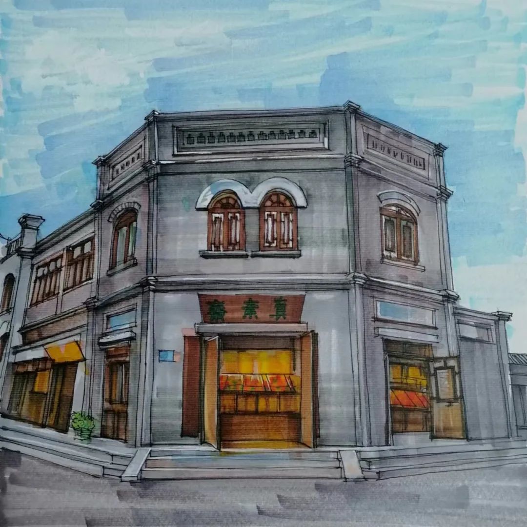 手绘图学校街景,老师手绘地图及历史景观